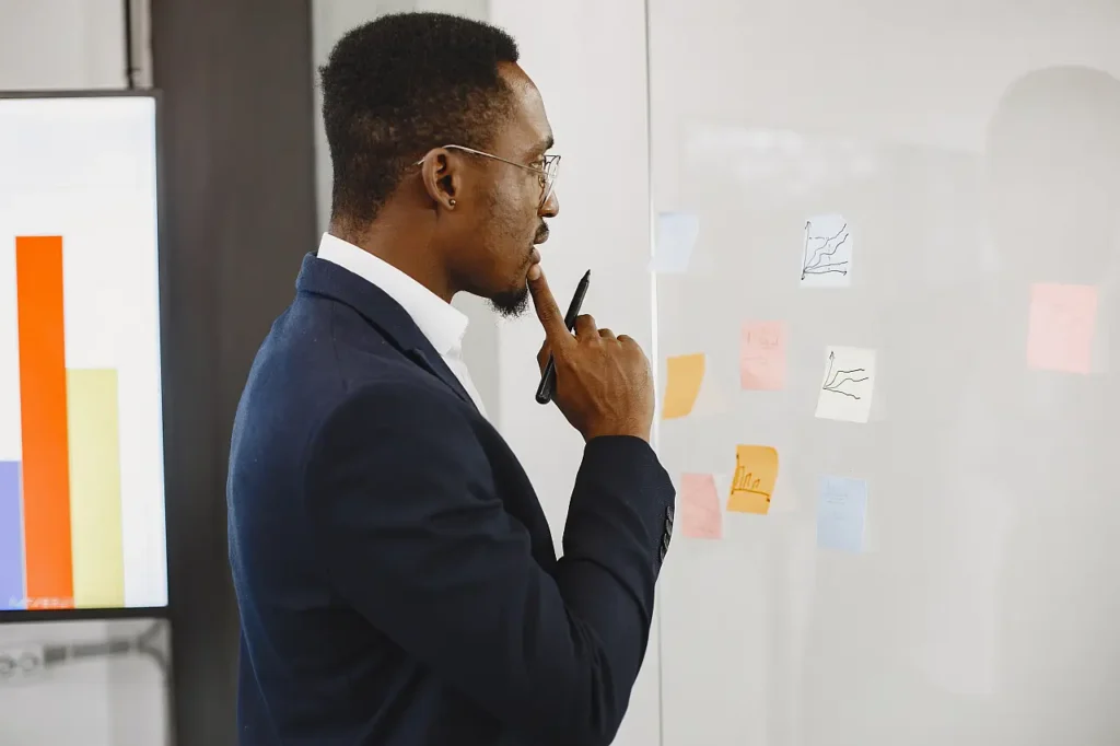 What Should I Focus on First The 2026 Founder’s Checklist - african-man-black-suit-man-writing-glass